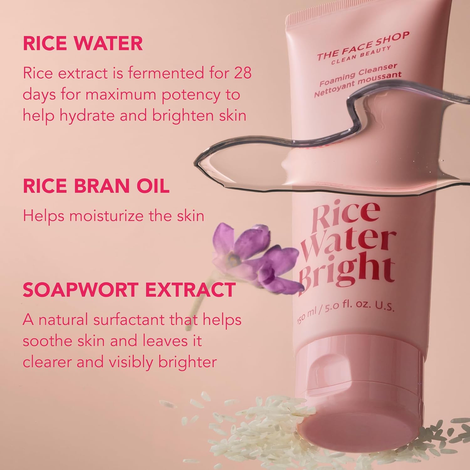 The Face Shop Rice Water Bright Foaming Cleanser Nettoyant Moussant - Image 2