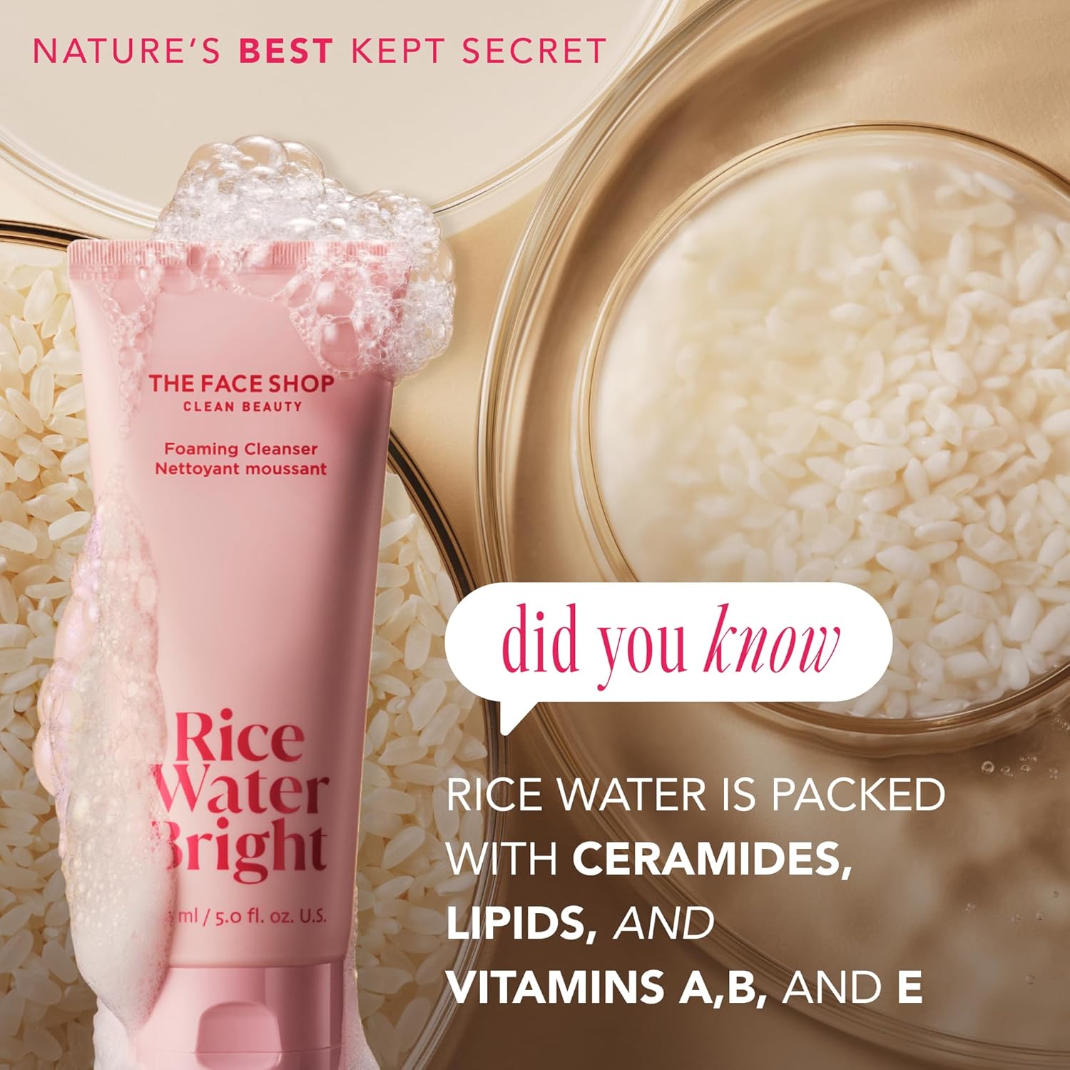 The Face Shop Rice Water Bright Foaming Cleanser Nettoyant Moussant - Image 5